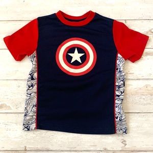 Boys 4T Captain America Marvel Avengers Superhero Shirt Kids XS Size 4